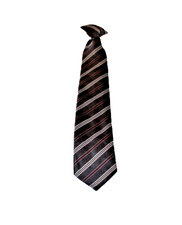 Boys clip on tie in Gray Maroon White Stripes