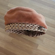 VTG Modern Miss Velvet Beret Hat 1960s Braided Burnt Orange French Style Twee