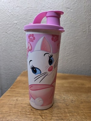 Tupperware 16 Oz Tall Tumbler Vintage Disney Aristocats Marie Cat Flip Top Rare