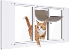 Cat Door for Window,Adjustable to Fits 33"-38" Width Sliding Windows,Aluminum...