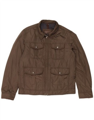 Massimo Dutti Mens Bomber Jacket UK 42 XL Brown Nylon DO10