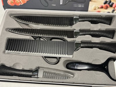 KUNZHISHENG ER-0238A 6-Piece Knife Set, Chef, Cleaver, Peeler