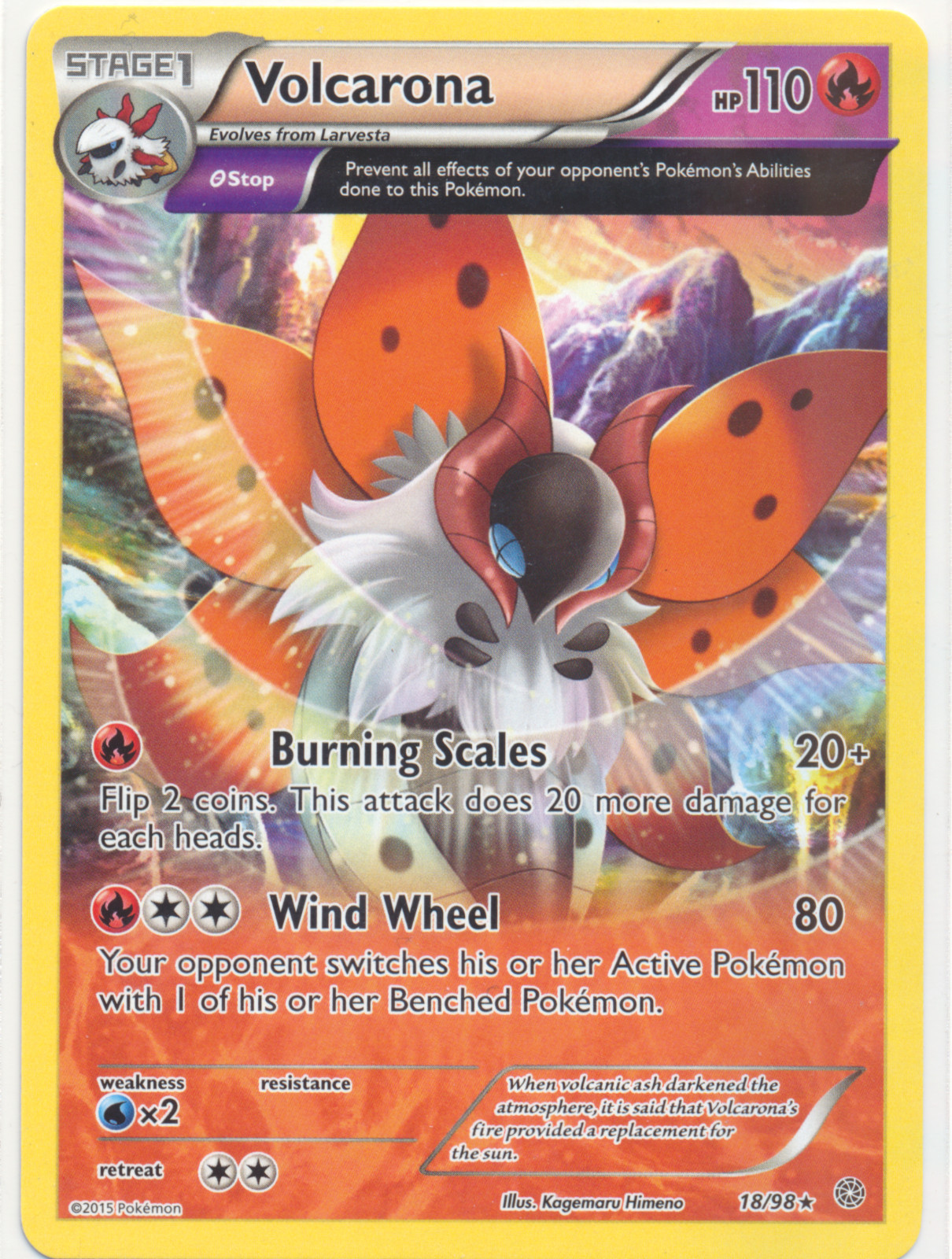 Volcarona 18/98 Rare Ancient Origins Pokemon LP