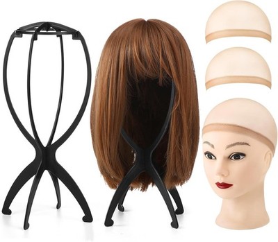 2Pcs Brown Wig Caps, Hair Net for Wigs with 2 Pack Black Head 