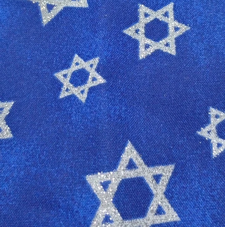 Star of David Silver Glitter on Royal Blue 100% Cotton Fabric Scant Yard 35" - Image 2 of 4