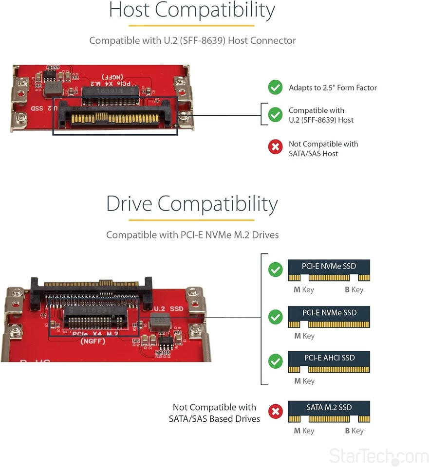 StarTech.com M.2. PCI-e NVMe to U.2 (SFF-8639) Adapter - Not Compatible with SAT - Image 3 of 4