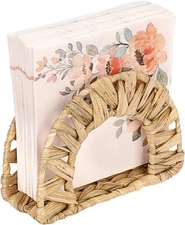 Napkin Holder-Water Hyacinth Kitchen Napkins Holder for Table Wicker Napkin Hold