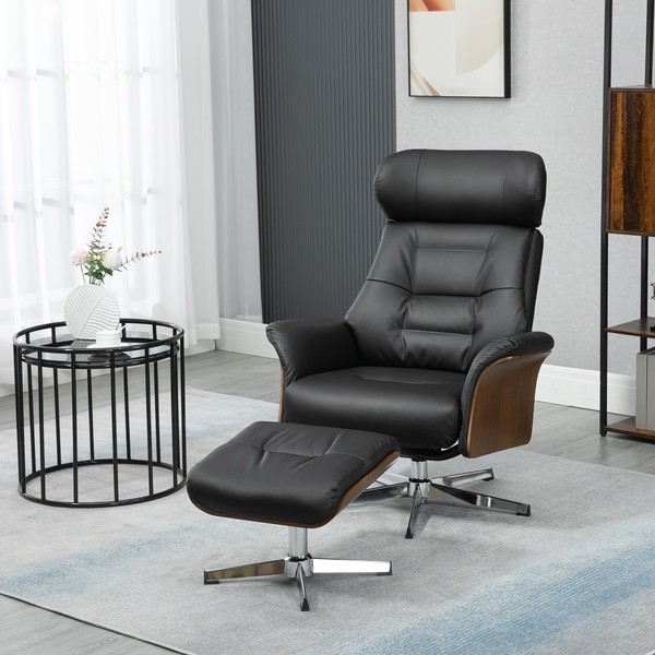 Homcom Relaxsessel Mit Hocker, Fernsehsessel Mit Liegefunktion Ruhesessel-image