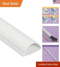 Stylish White Cable Cover - Half Round Design, Easy Peel & Stick Installation