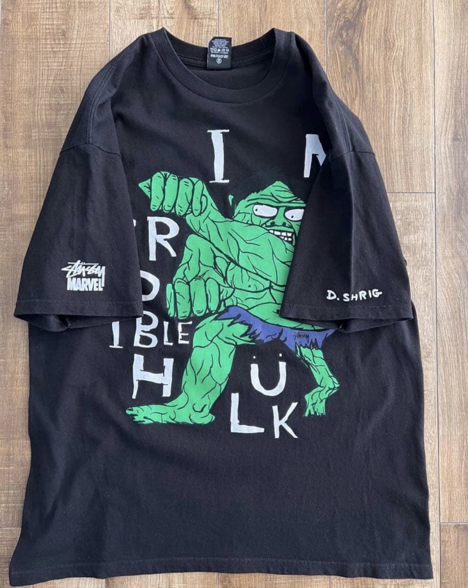Stussy x Marvel Incredible Hulk T Shirt L Black 2011 David 
