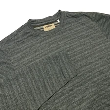 Linksoul Men’s Reverse Stripe Gray Crewneck Golf Pullover, Size Large, Athletic