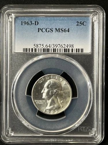 1963-D  25C Washington Quarter Dollar PCGS MS64   39762498