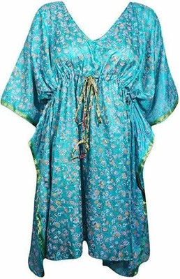 5-teiliges Set Vintage Seidensari kurzer Kaftan Damen Urlaub Seide Kaftan Kleid