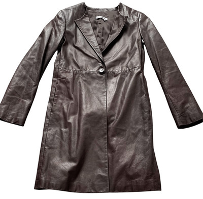 JIL SANDER ITALY brown Butter Leather Duster Long Blazer Jacket sz 42 M