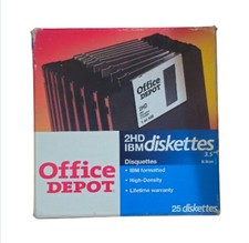 NEW Office Depot 2HD IBM Formatted 3.5 Diskettes 1.44 MB, 25 Pack