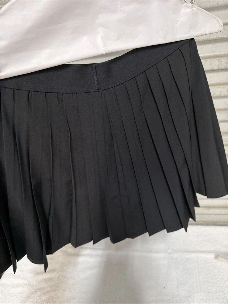Tennis Skirt Black with Built-in Shorts Size XL Accordion