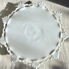 Vintage Milk Glass Serving Tray Lace Edge Oval Plate White Glass Decorative Dish