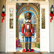 Christmas Door Cover Nutcracker Soldier 71x35in Front Door Banner Decor