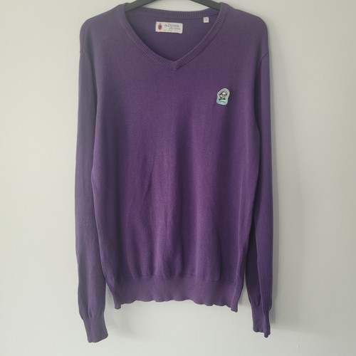 Duffer of St George, Mens VINTAGE The Duffer Of St George Jumper Small Purple Thin Knit Cotton V Neck