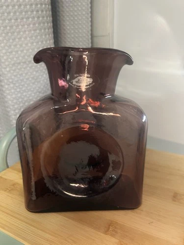 Blenko Glass Amethyst Purple Double Spout Water Bottle Pitcher Carafe