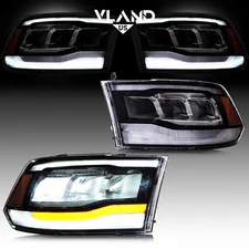 LED HEADLIGHTS w/WHITE DRL For 2009-2018 DODGE RAM W/Animation & Sequential Sig.