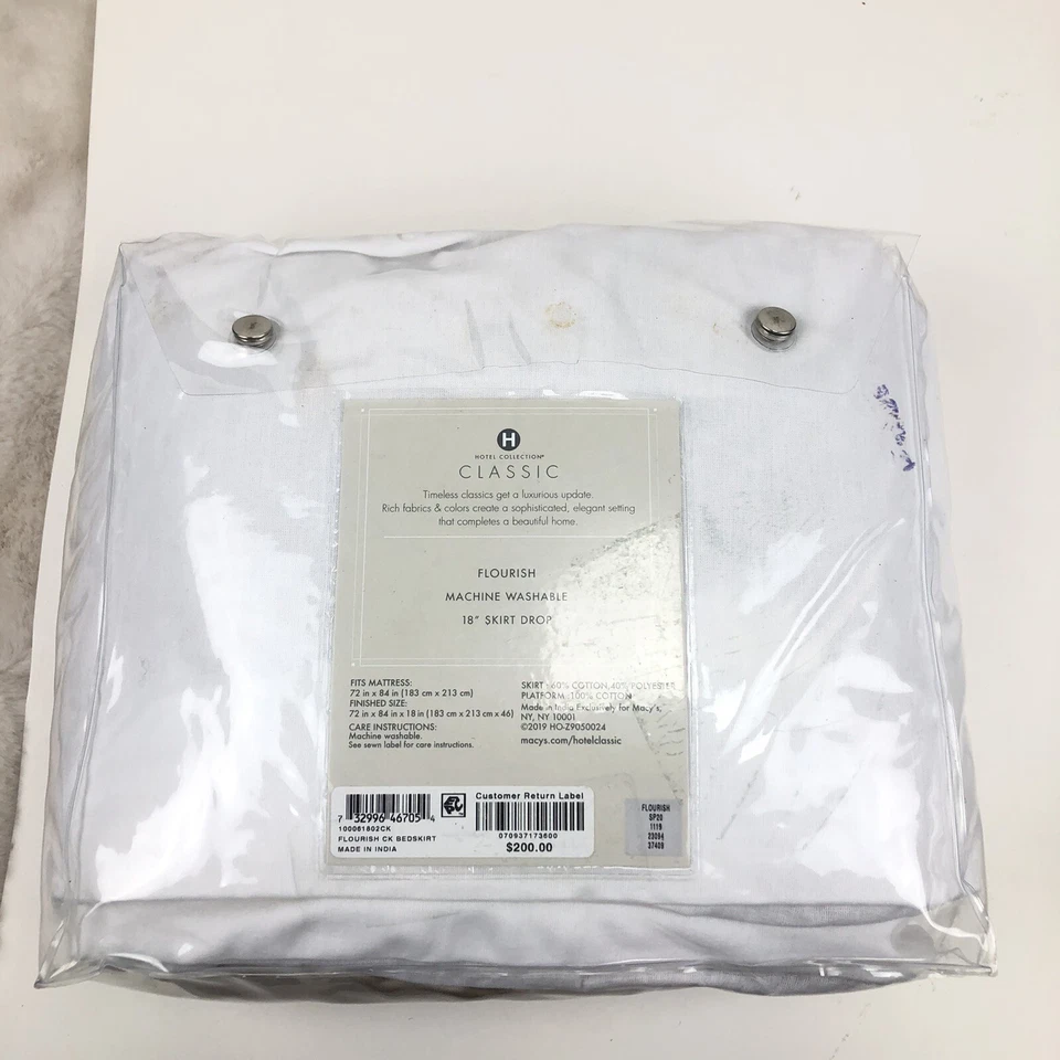 Hotel Collection Classic Flourish CAL King Bedskirt 18” Skirt Drop Store Display - Image 2 of 4