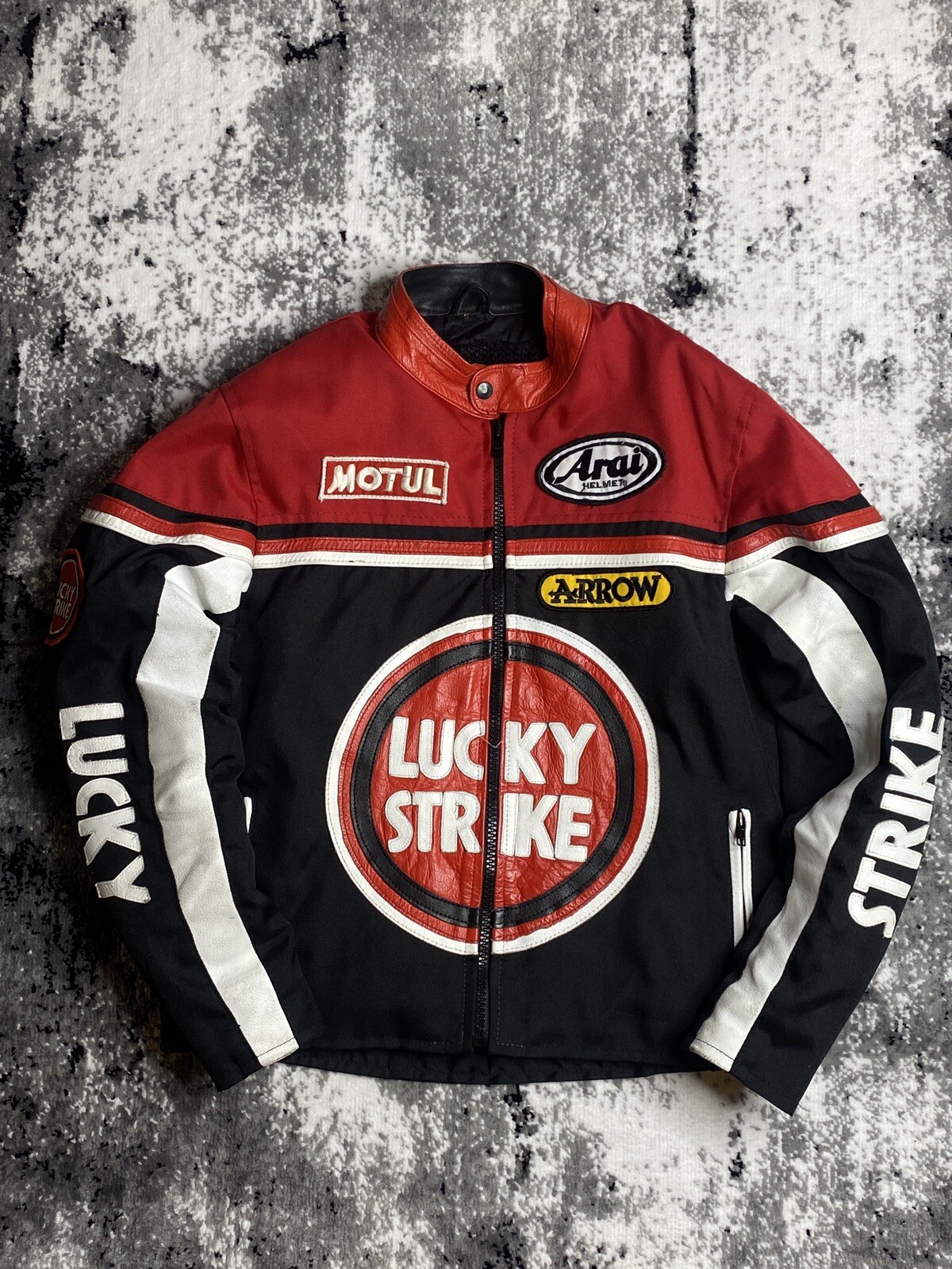 Vintage Lucky Strike Leather Motorcycle bikers Jacket… - Gem