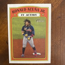 2021 Topps Heritage Base #300 Ronald Acuna Jr. Atlanta Braves In Action Card Mlb