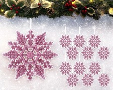 Christmas Tree Decorations 12 Pack Glitter Snowflakes Hanging Baubles Decoration