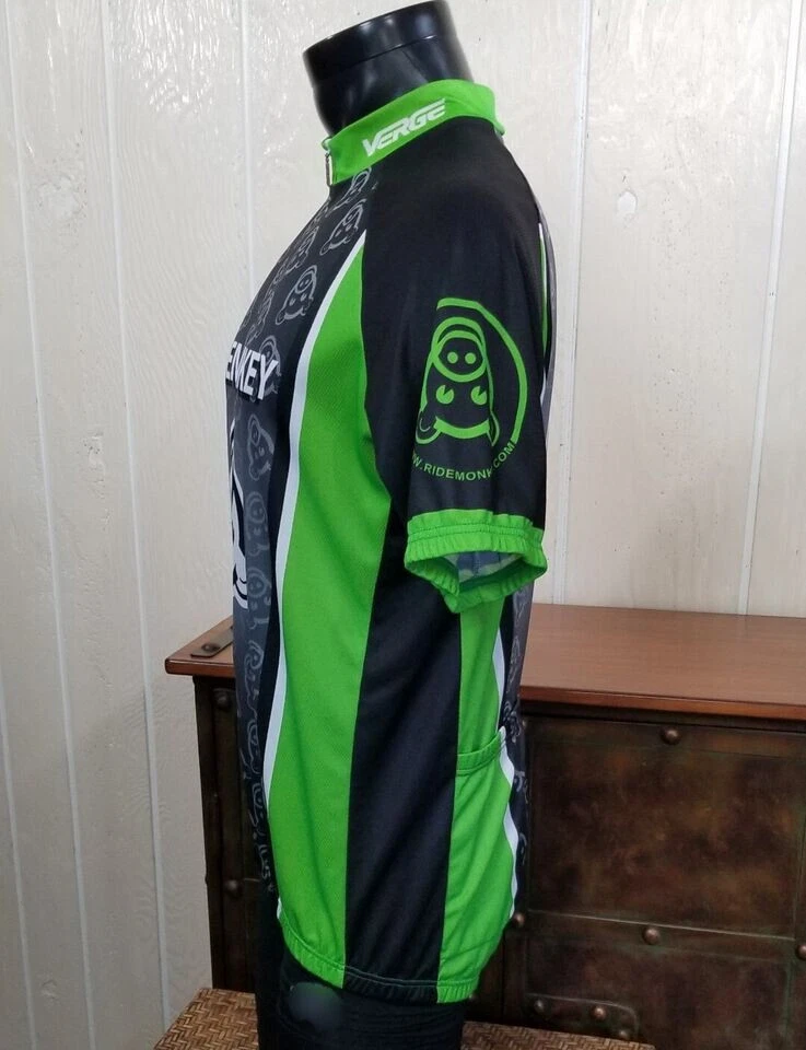 Camiseta deportiva de club VERGE SPORT Ride Monkey Cycling 3/4 cremallera negra verde talla L Foto 4 de 4