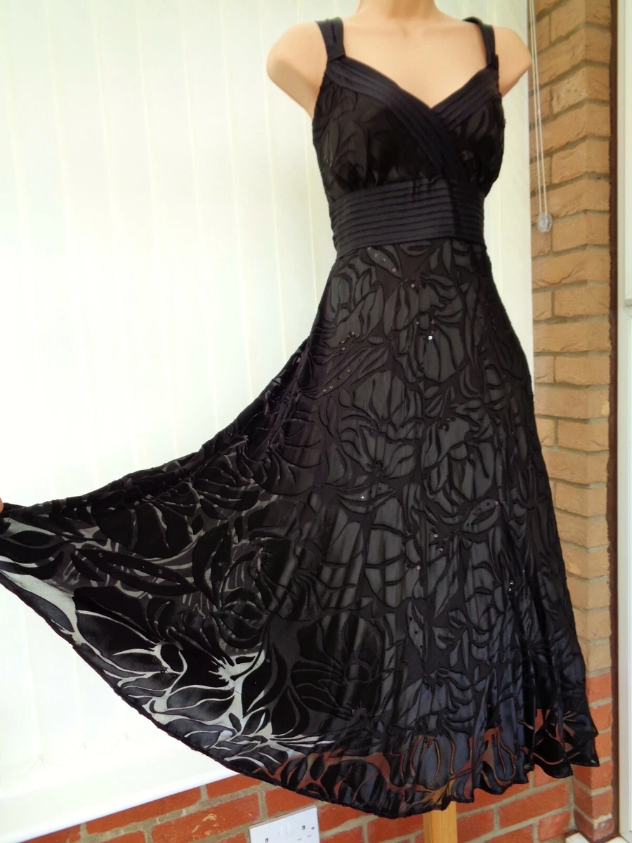 MONSOON ROSIE ORIANE SHEER SEQUIN BURNOUT SILK 50u0026#039;S FLARE COCKTAIL  MIDI DRESS 12 | eBay