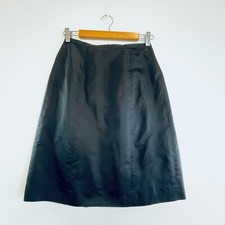 Chanel Size 8 10 XS FR 36 Black Silk Taffeta A Line Skirt Authentic Designer