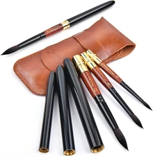 Travel Watercolor Brushes, Fuumuui Genuine Squirrel Hair Artist Travel Paint for