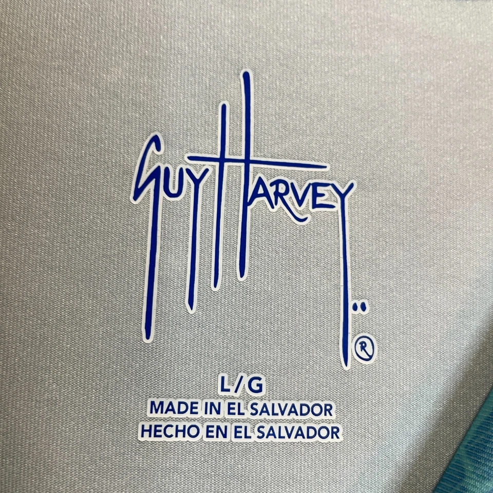 Guy Harvey Women's Long Sleeve Sun Shirt Fishing Aqua Blue School of Fish Large - Image 3 of 4