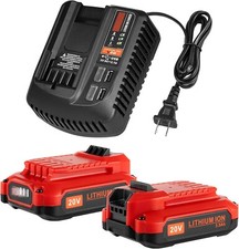 2PACK For Craftsman V20 20 Volt MAX Li-ion Battery and Charger CMCB204 CMCB202