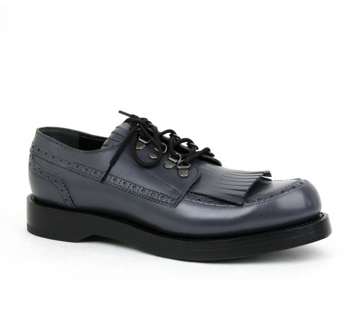 Nuovo Gucci Uomo Pelle con Frangia Robuste Scarpe Stringate Bluastra Gray  358271 | eBay
