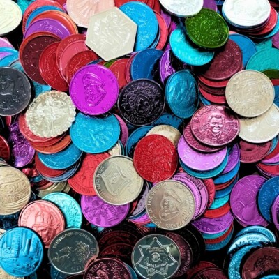 105 Vintage Mardi Gras Doubloons Lot Collection Bulk Parade Aluminum Coins