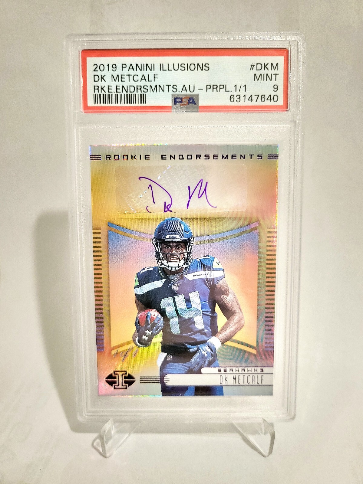 DK Metcalf Panini Illusions Rookie Endorsements Autographs #DKM Purple 1/1