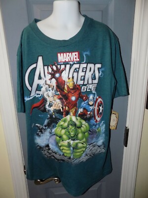 DISNEY MARVEL AVENGERS TEAL SHORT SLEEVE T-SHIRT SIZE L BOY'S NEW - Main Image