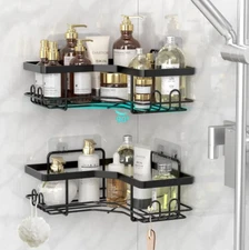 Adhesive Shower Caddy 2 Pack Rustproof Metal Bath Organizers, No Drilling