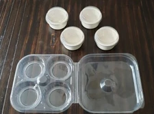 LOT OF 4 Cermer Ceramic Ramekins Custard White Cups Dish 4 oz w/ 4 LIDS EUC