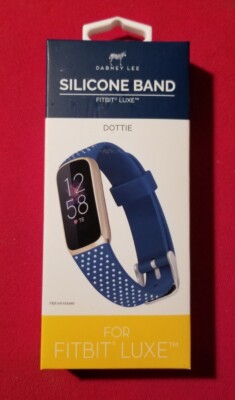 Dabney Lee Silicone Band For Fitbit Luxe Wristwatch Band Blue And White Dots New