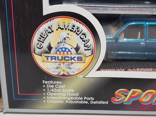 GREAT AMERICAN SPORT TRUCKS K-LINE METALLIC AQUA CHEVY C1500 G1510-02 1995 1/43 - Picture 4 of 12