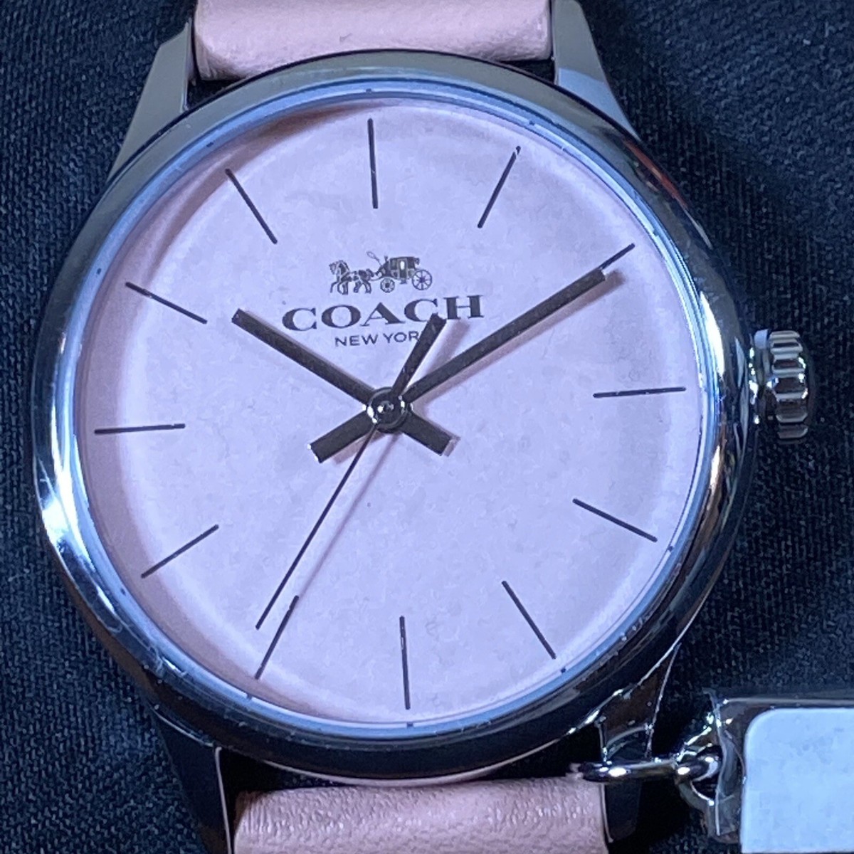 Coach Ruby Leather Strap Watch Classic Logo Case Blush Pink Silver