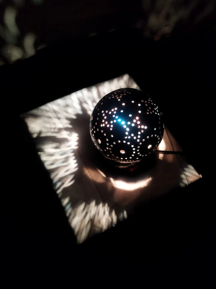 Table Lamps Natural Coconut Shell Design Shade Bedside Antique Brass Lamps Home - Image 2 of 4