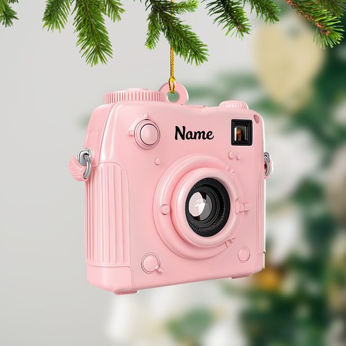 Personalized Camera Christmas Light Ornament, Camera Hanging Ornament