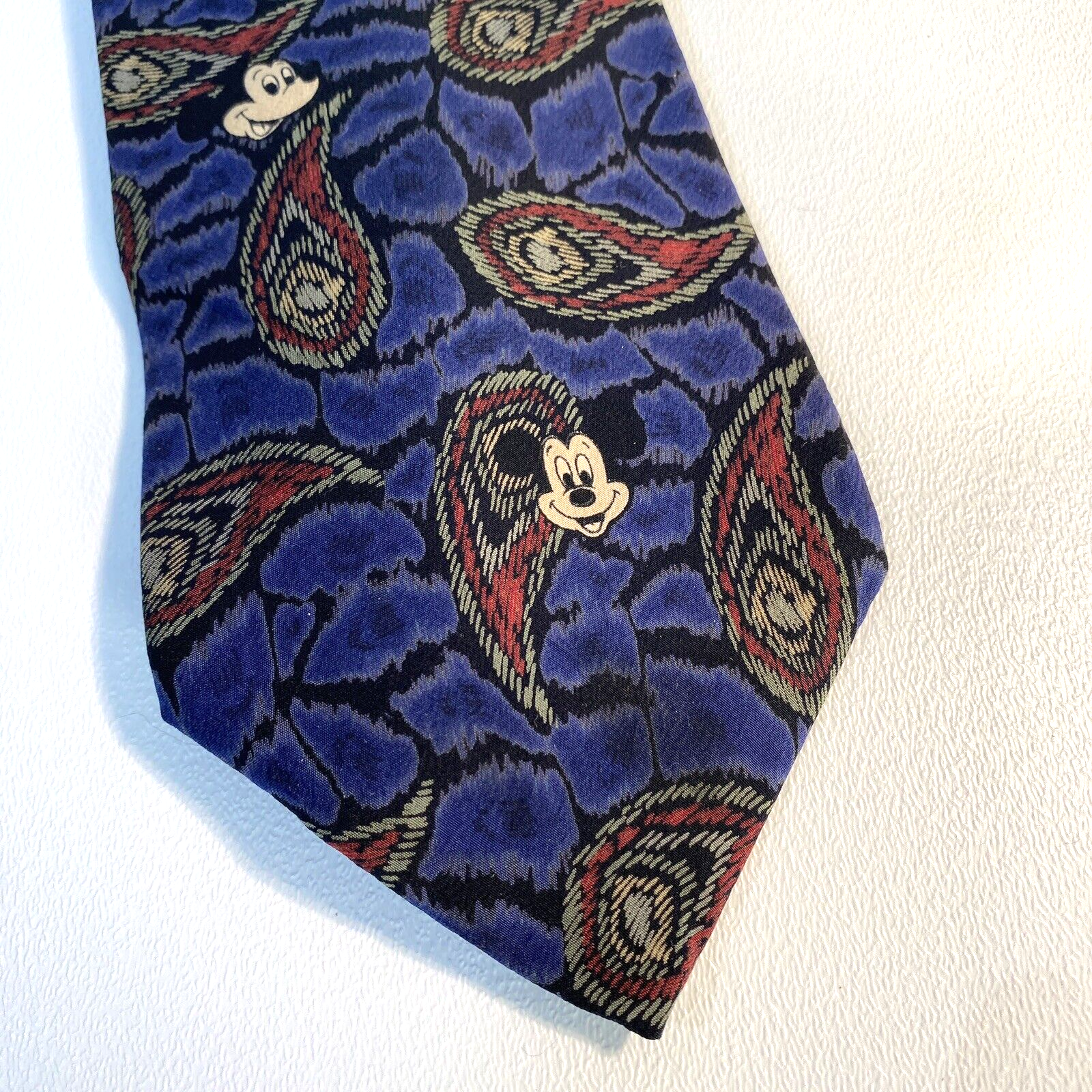 Mickey Mouse Silk Necktie for Men Exclusive Disney Paisley Design 56 Inches