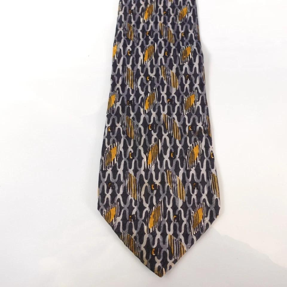 Corbata para el cuello para hombre negra seda Art Deco moda genial fiesta corbata ITALIA ENRICO COVERI Foto 4 de 4