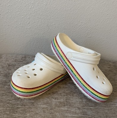 kids crocband rainbow glitter