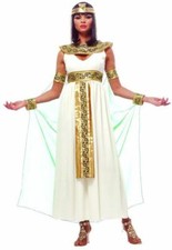 Egyptian Queen/Cleopatra Costume 4Pc Ecru Dress Collar Headpiece Cape W/ Cuffs